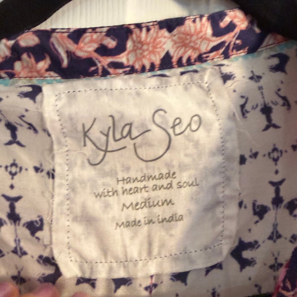 Kyla Seo Boho Festival Top M Indie Cottagecore Mixed Print Blouse - Picture 2 of 5